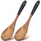 2 Pcs 12" Large Wooden Spoons for Cooking Utensils Acacia Wood Non Stick Serving Spoon for Baking Cooking Spatula Set Bamboo Teak Long Stirring Mixing Spoons Big Ladle Kitchen Tools Gift